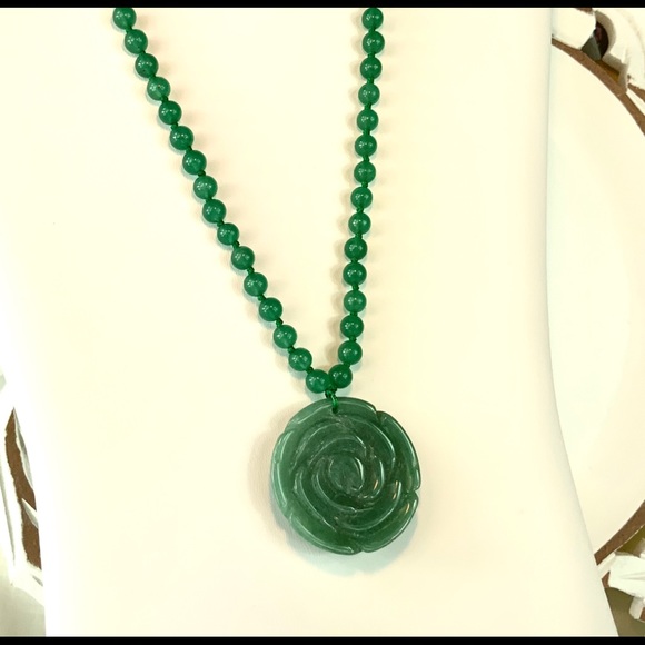 Carved Green Aventurine Necklace